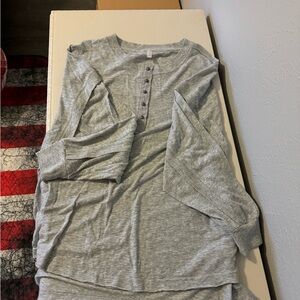 Gray Long Sleeve Henley Shirt